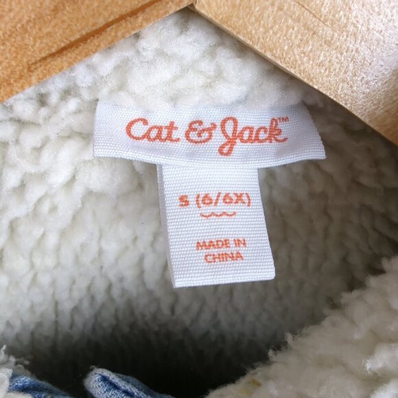 Cat & Jack Cropped Jean Jacket with Faux Fur Lining - Picture 2 of 6